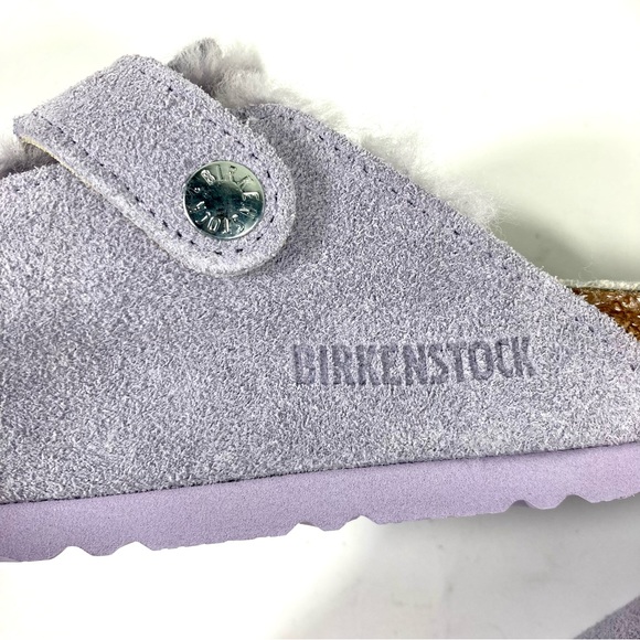 Birkenstock Boston Shearling Suede Clogs Purple Fog - Picture 13 of 17